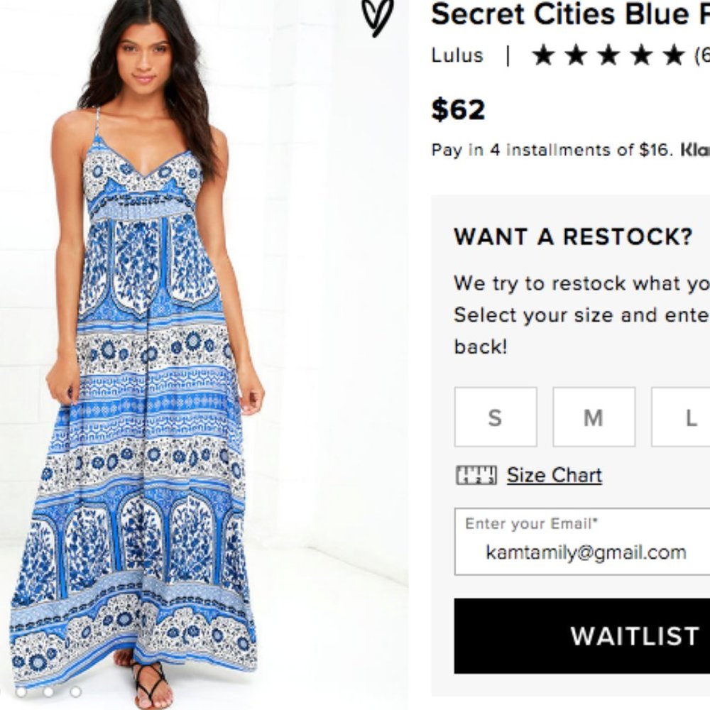 Lulu's Secret Cities Blue Print Maxi Dress
